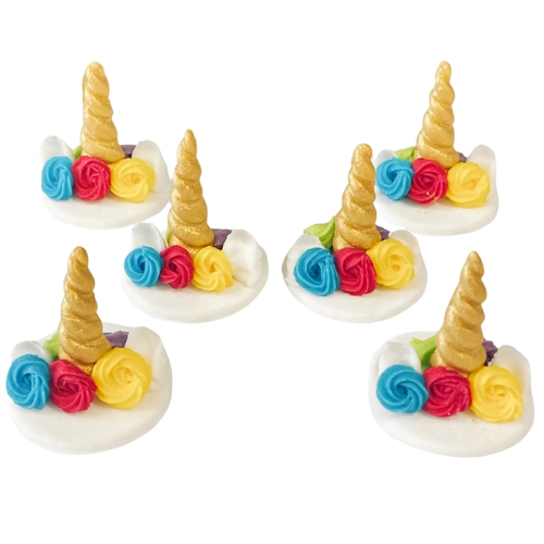 Figurki ozdoby na tort mini jednorożec dekoracje urodzinowe unicorn zestaw cukrowy 6 sztuk